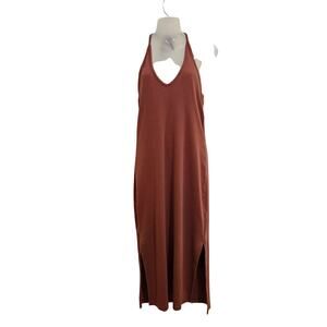 Old Navy Halter Tie Neck Sleeveless Midi Stretch Sundress Brown Size Large